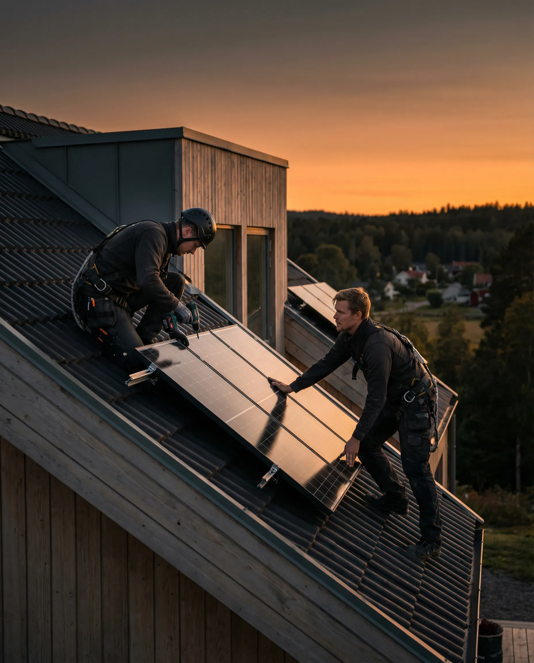 Certifierad installatör monterar solceller