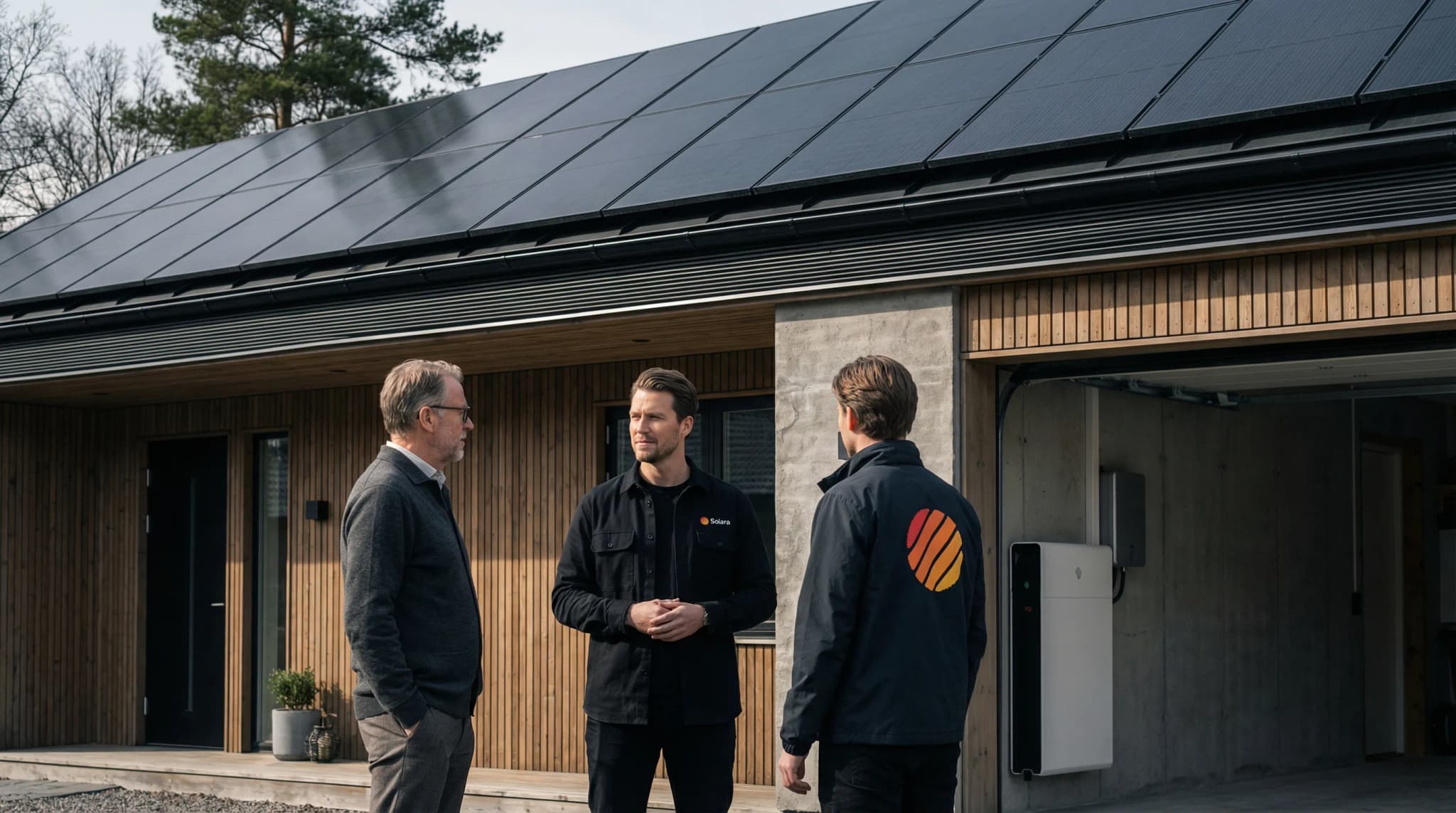 Solcellsinstallatör på jobb